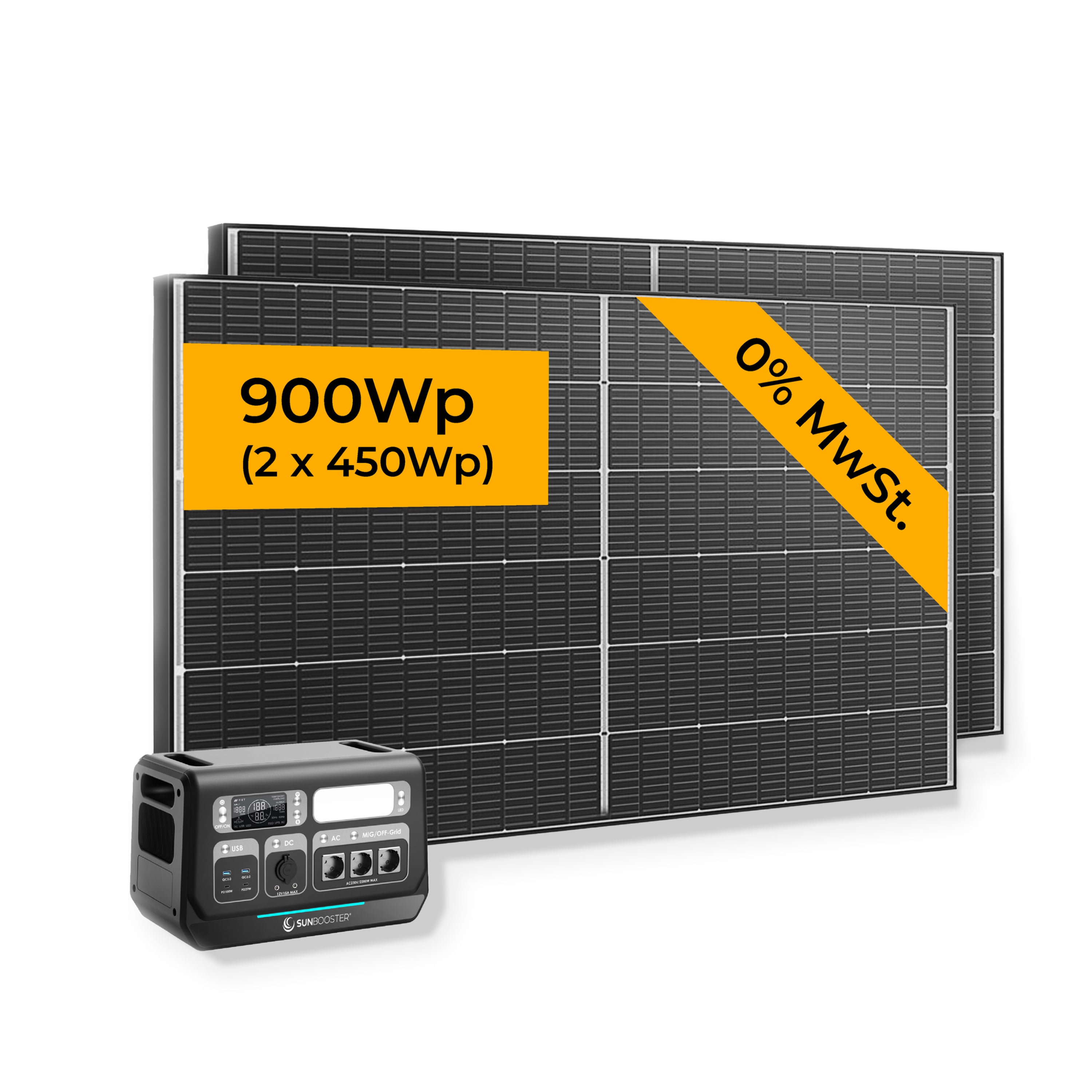 Sunbooster POWERSTATION GRID+ mit 2 Vertex S+ PV-Modulen